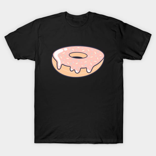 Pink Cartoon Doughnut With Multicolor Sprinkles T-Shirt by LittleFlairTee